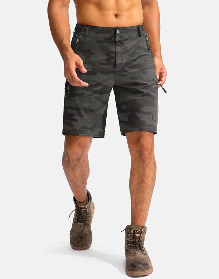 Pudolla Men's Hiking Cargo Shorts 9" Lightweight Outdoor Work Shorts for Men Travel Golf Camping Casual with 5 Zipper Pockets - Image 2