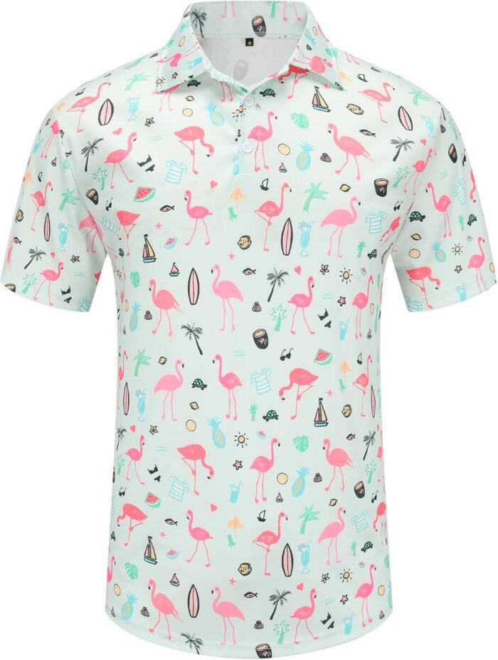 Golf Shirts for Men Dry Fit Short Sleeve Mens Golf Shirt Performance Moisture Wicking Polo Shirts Funny Golf Polo Shirts - Image 2