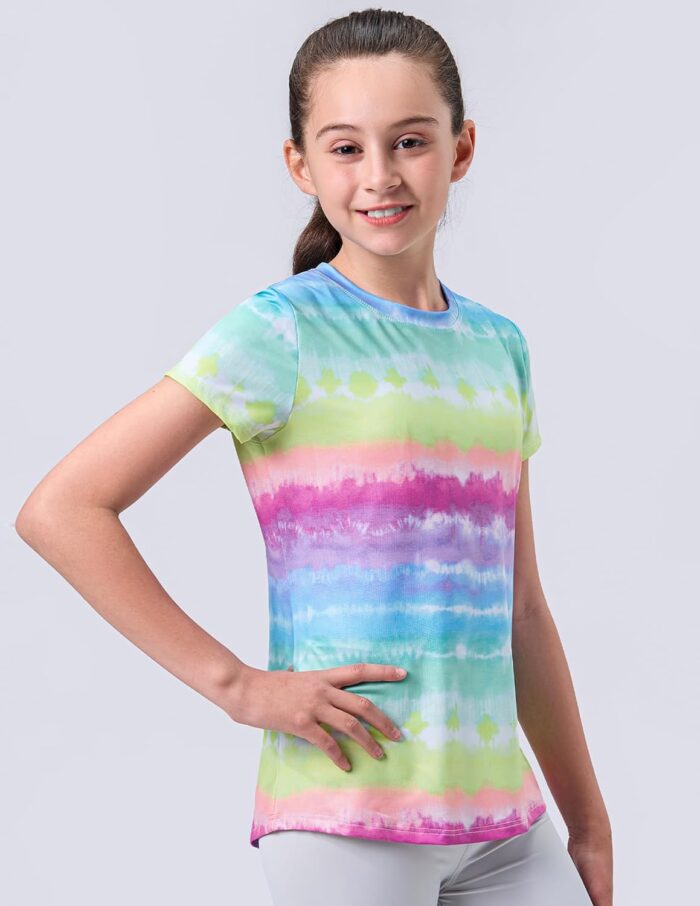 4 Pack: Youth Girls Athletic Shirts, Short Sleeve Dry Fit Apparel Tech Tshirts, Sports Activewear for Kids Teens - Image 5
