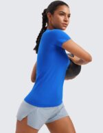 CRZ YOGA Seamless Workout Tops for Women Short Sleeve Athletic Tees Breathable Gym Running Yoga Shirts - Image 4