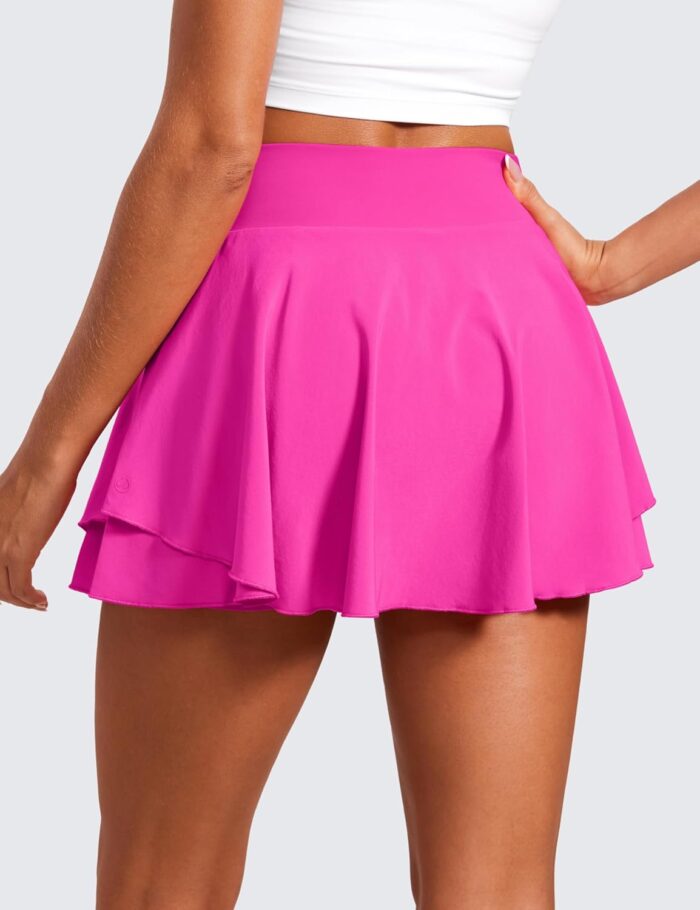 CRZ YOGA Tennis Skirts for Women Crossover High Waisted Ruffle Layered Workout Athletic Golf Skort with Pockets - Image 2