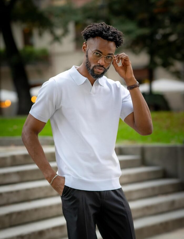 COOFANDY Mens Knit Polo Shirts V Neck Short Sleeve Stretch Polo T Shirt Casual Golf Shirts - Image 4