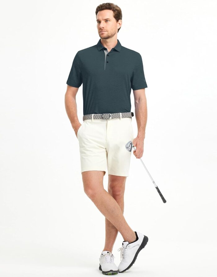 M MAELREG Golf Shirts for Men Dry Fit Short Sleeve Performance Moisture Wicking Heather Jacquard Active Mens Polo Shirts - Image 6