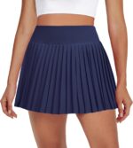 Womens Pleated Tennis Skirts with Pocket Shorts High Waisted Skorts Lightweight Golf Skirt Flowy Athletic Skort