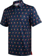 Men's Golf Shirts Short Sleeve Moisture Wicking Print Patterns Collared Performance Polo Golf Shirts for Men Dry Fit