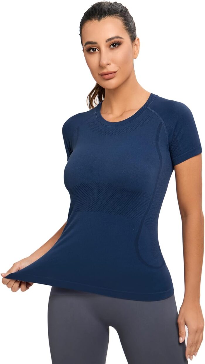 MathCat Workout Shirts for Women, Workout Tops for Women, Yoga Short Sleeve Shirts Soft Seamless Gym Shirts - Image 2
