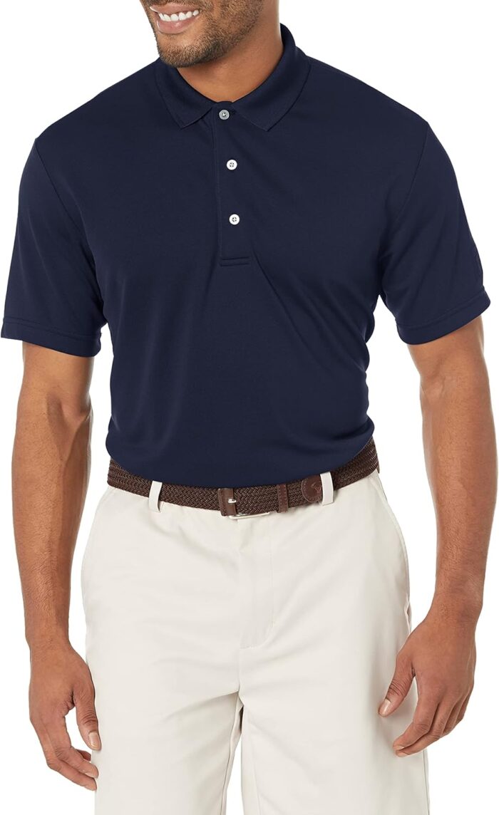 PGA TOUR Men's Airflux Solid Mesh Short Sleeve Golf Polo Shirt (Sizes S-4x) - Image 1