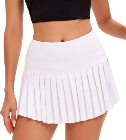 Yknktstc Women Tennis Skirt with Pocket Pleated Golf Skort Active Workout Running Athletic Shorts