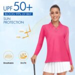 Viracy Womens Golf Shirt UPF50+ Sun Protection Long Sleeve 1/4 Zip Up Polo Workout Tops Fast Dry Fit Moisture Wicking - Image 2
