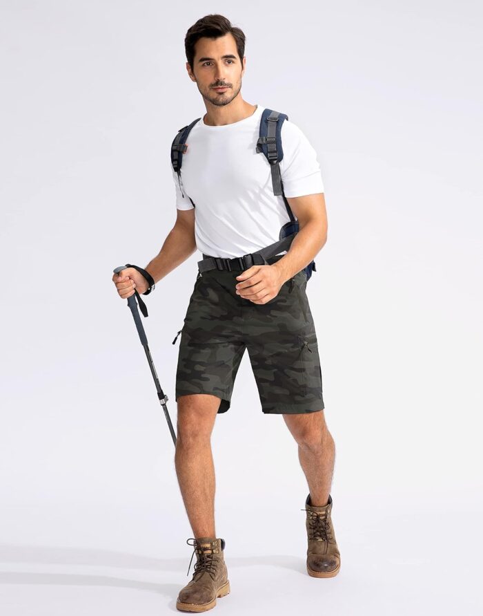 Pudolla Men's Hiking Cargo Shorts 9" Lightweight Outdoor Work Shorts for Men Travel Golf Camping Casual with 5 Zipper Pockets - Image 6