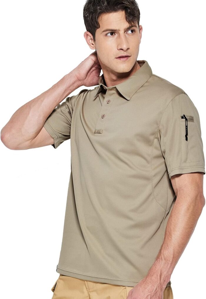 Haimont Men's Performance Dry Fit Polo Shirt Short and Long Sleeve Golf Collared T-Shirts for Tactical Outdoor Hiking - Image 2