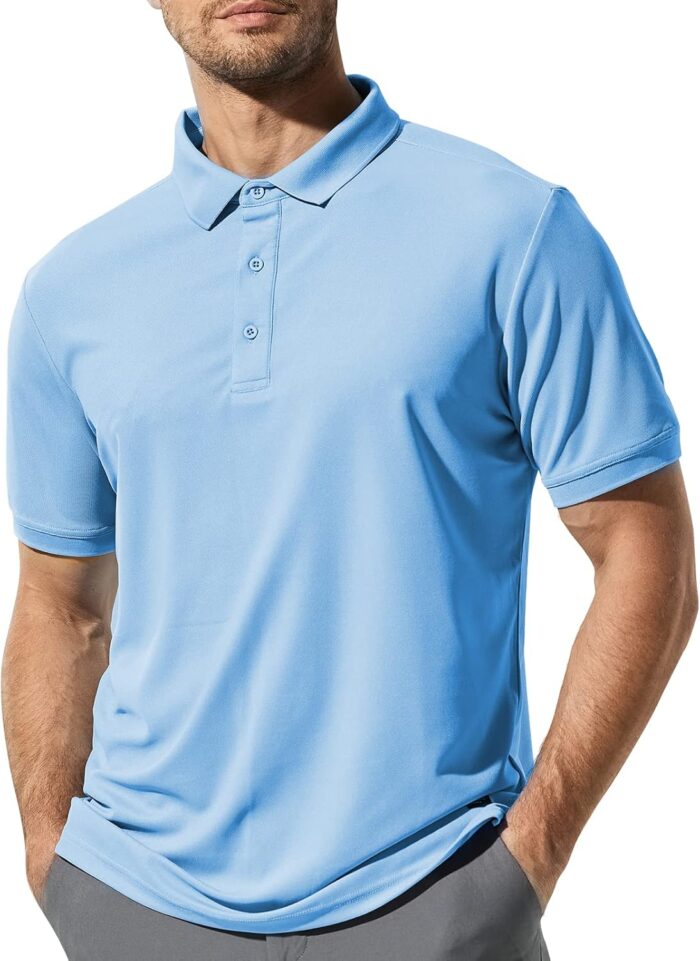 MIER Polo Shirts for Men Short Sleeve Quick Dry Polyester Collared Shirts Casual Golf Shirts, Moisture-Wicking - Image 1