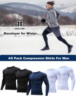 4/5 Pack Workout Compression Shirts Men Long/Short Sleeve Rash Guard Athletic Undershirt Gear T Shirt for Sports - Image 5