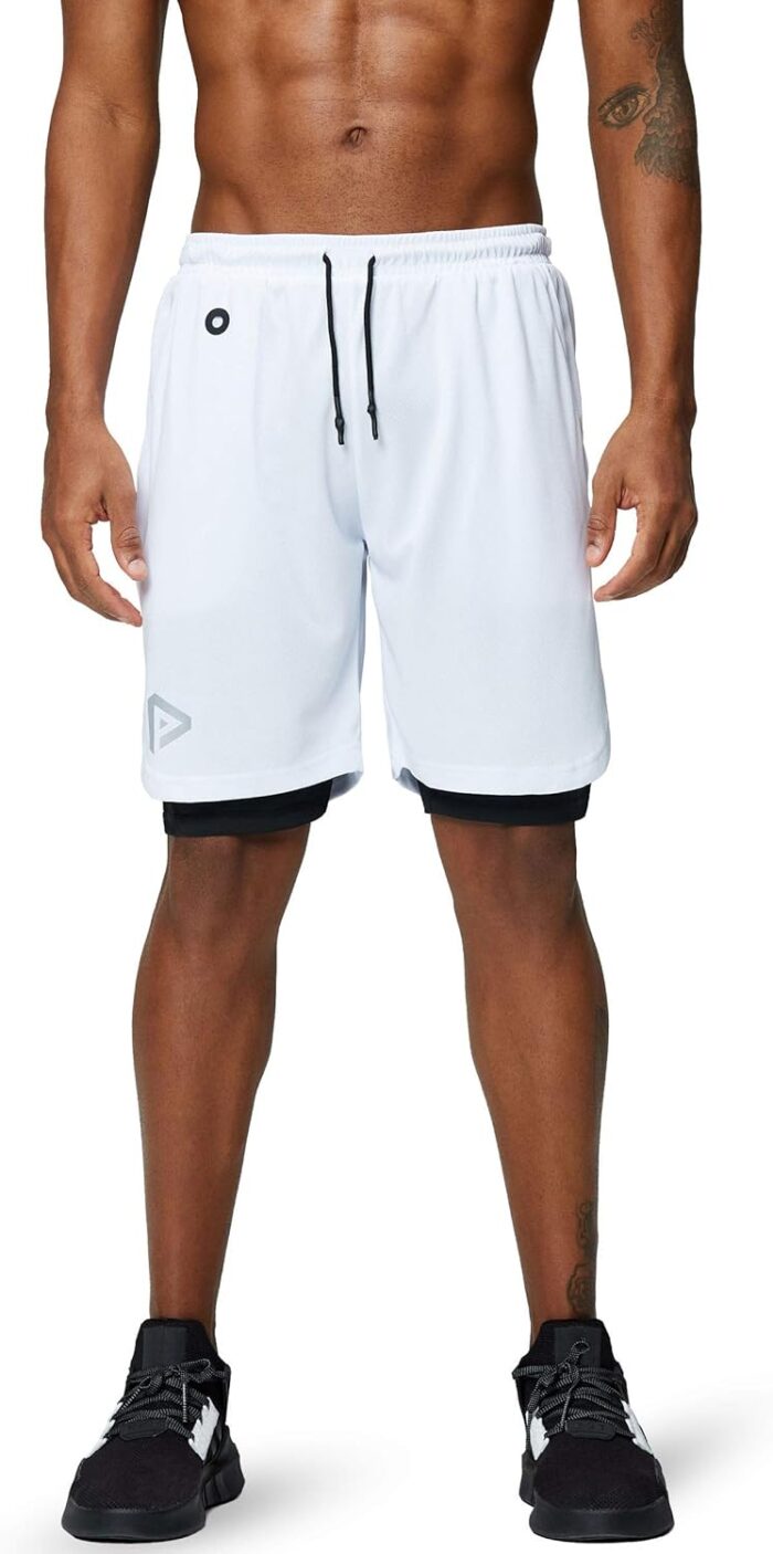 Pinkbomb Men's 2 in 1 Running Shorts Gym Workout Quick Dry Mens Shorts with Phone Pocket - Image 3