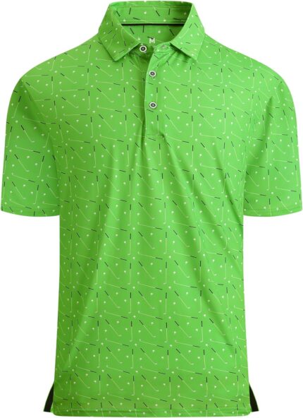 Damipow Premium Golf Shirts for Men Dry Fit Performance Polo Short Sleeve Collared Shirt