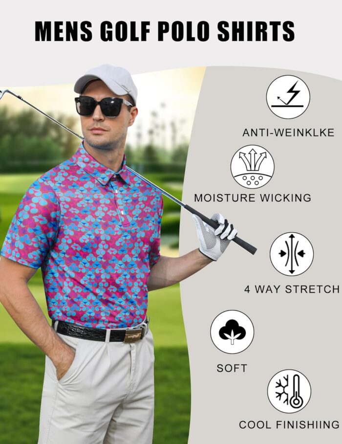 uideazone Golf Shirts for Men Dry Fit Polo Shirt Short Sleeve Moisture Wicking Golf Polos Performance Golf Tennis Shirt - Image 5