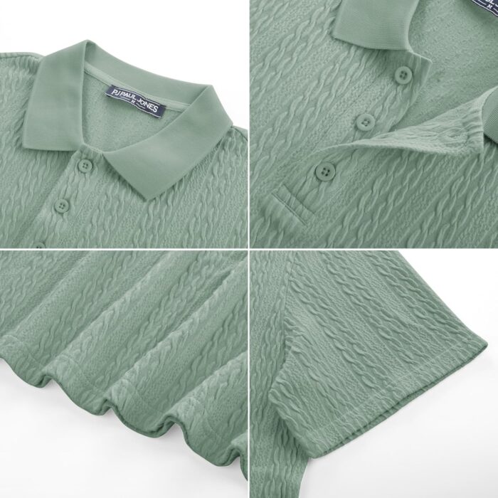PJ PAUL JONES Mens Polo Shirts Short Sleeve Casual Collared Shirts Textured Stretchy Golf Shirts - Image 6