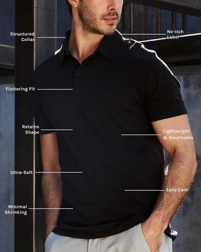 INTO THE AM Polo Shirts for Men - Comfortable Fit Collared Shirt Men S - 4XL Fitted Short Sleeve Classic Golf Shirts - Image 2