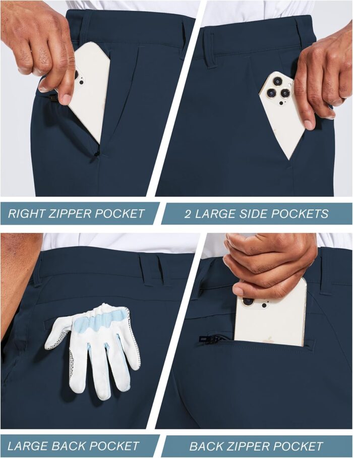 PULI Men's Golf Dress Shorts Flat Front Hybrid 7 Inch Lightweight Quick Dry Chino Casual with Pockets - Image 4