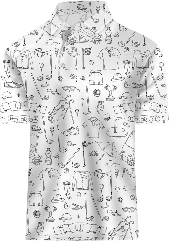 Golf Shirts for Men Funny: Hawaiian Golf Polo Shirt Dry Fit - Image 1