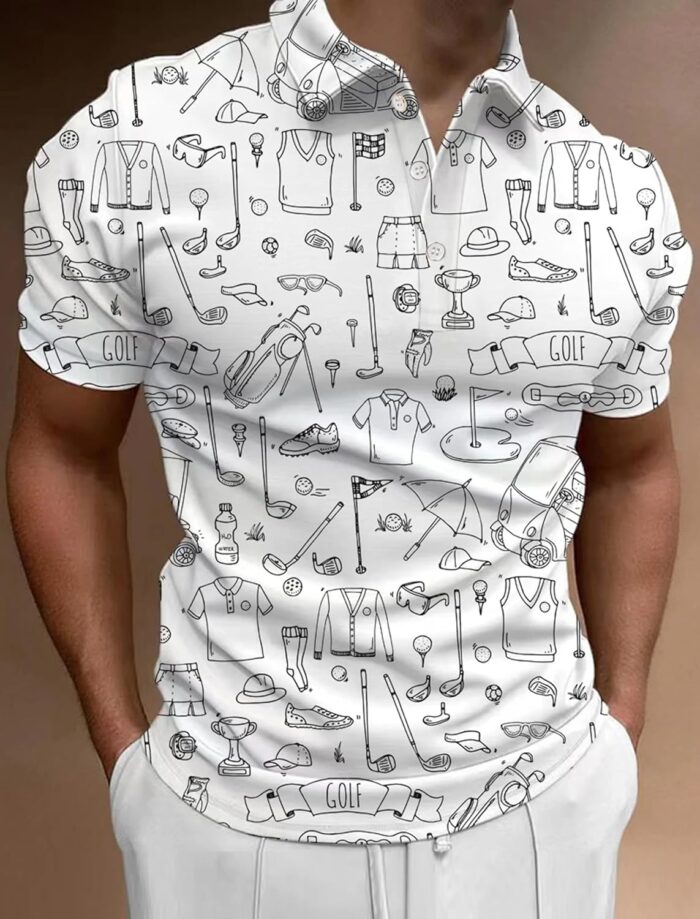 Golf Shirts for Men Funny: Hawaiian Golf Polo Shirt Dry Fit - Image 3