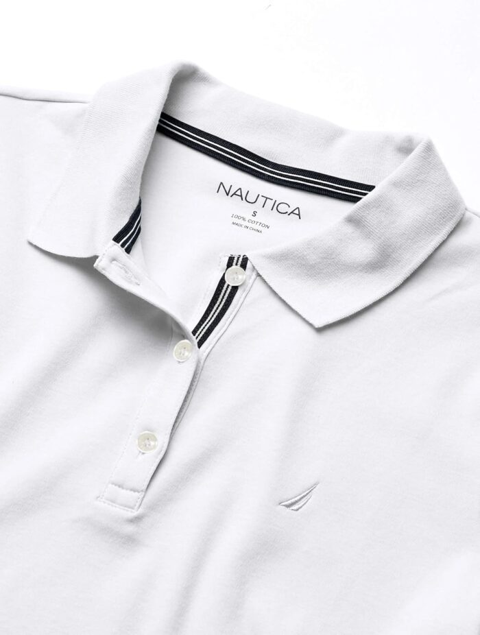 Nautica Women's 3-Button Short Sleeve Breathable 100% Cotton Polo Shirt - Image 5