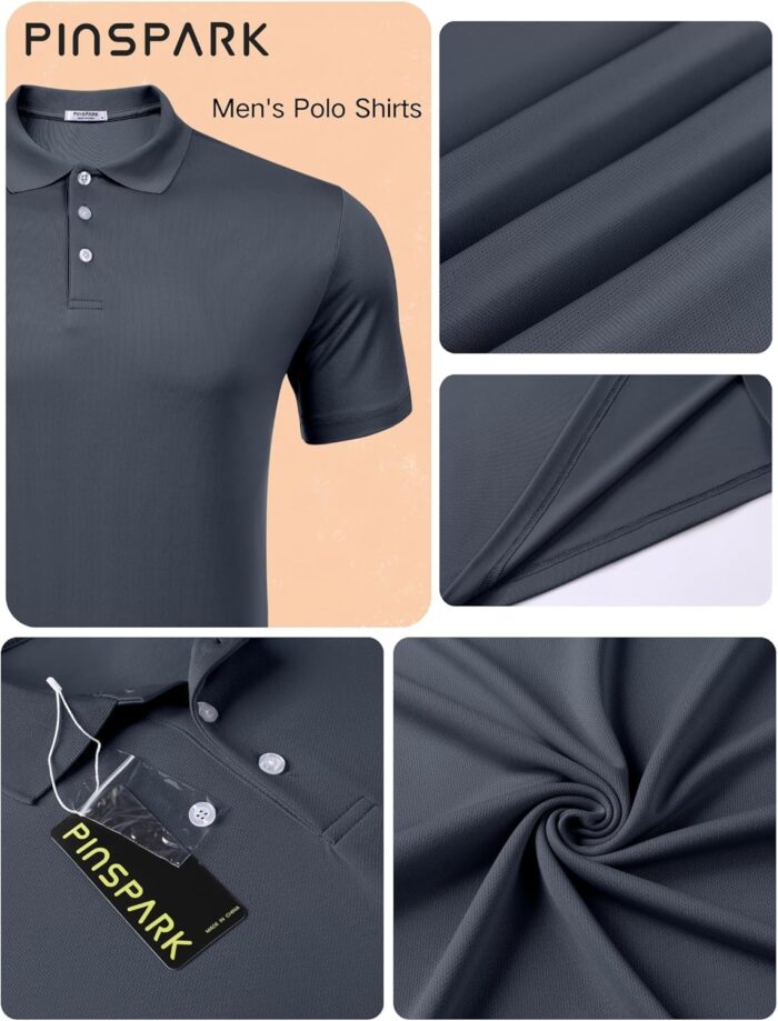 PINSPARK 1/3/4/5 Pack: Golf Polo Shirts for Men Multipacks Quick Dry Short Sleeve Collared Shirt Slim Fit Casual Polos Shirt - Image 4