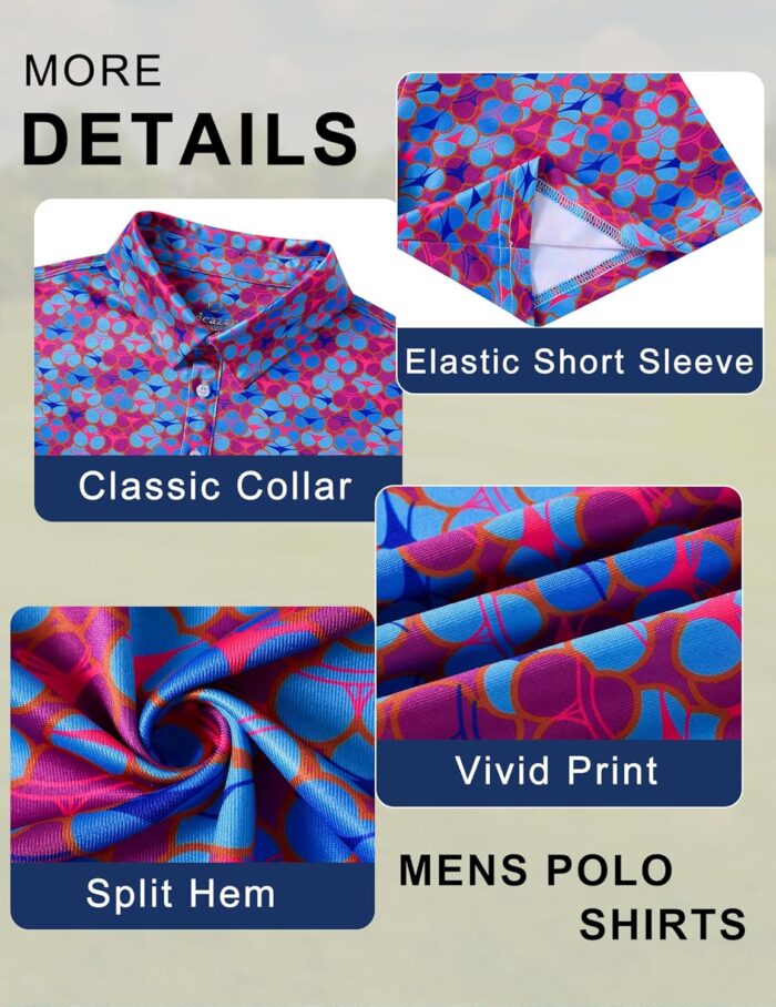 uideazone Golf Shirts for Men Dry Fit Polo Shirt Short Sleeve Moisture Wicking Golf Polos Performance Golf Tennis Shirt - Image 6