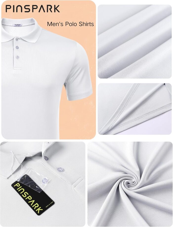 PINSPARK 1/3/4/5 Pack: Golf Polo Shirts for Men Multipacks Quick Dry Short Sleeve Collared Shirt Slim Fit Casual Polos Shirt - Image 3