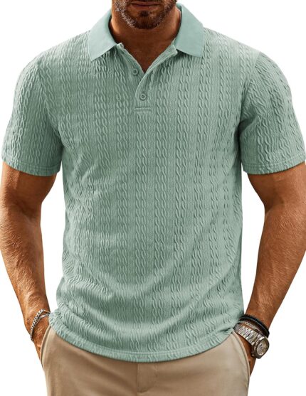 PJ PAUL JONES Mens Polo Shirts Short Sleeve Casual Collared Shirts Textured Stretchy Golf Shirts