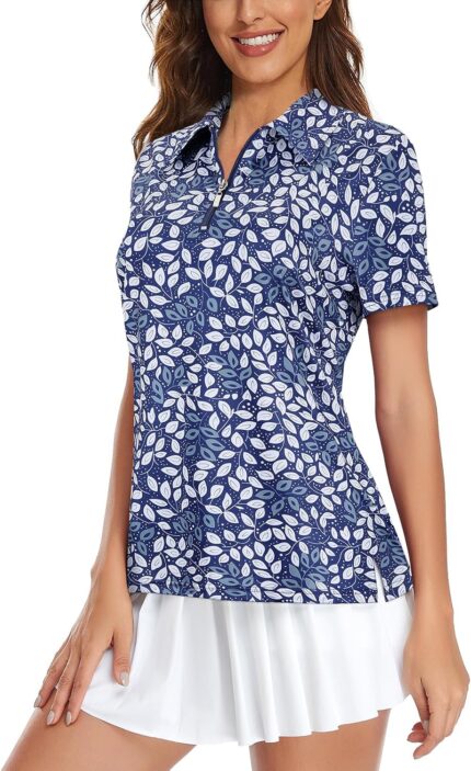 Viracy Womens Golf Shirt UPF50+ Sun Protection Short Sleeve 1/4 Zip Up Polo Workout Tops Fast Dry Fit Moisture Wicking
