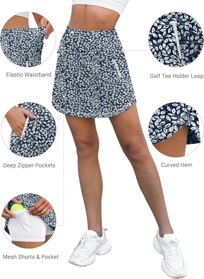 LouKeith Golf Skirts for Women Tennis Skirt with Zipper Pockets High Waisted Running Casual Athletic Skorts Built-in Shorts - Image 4