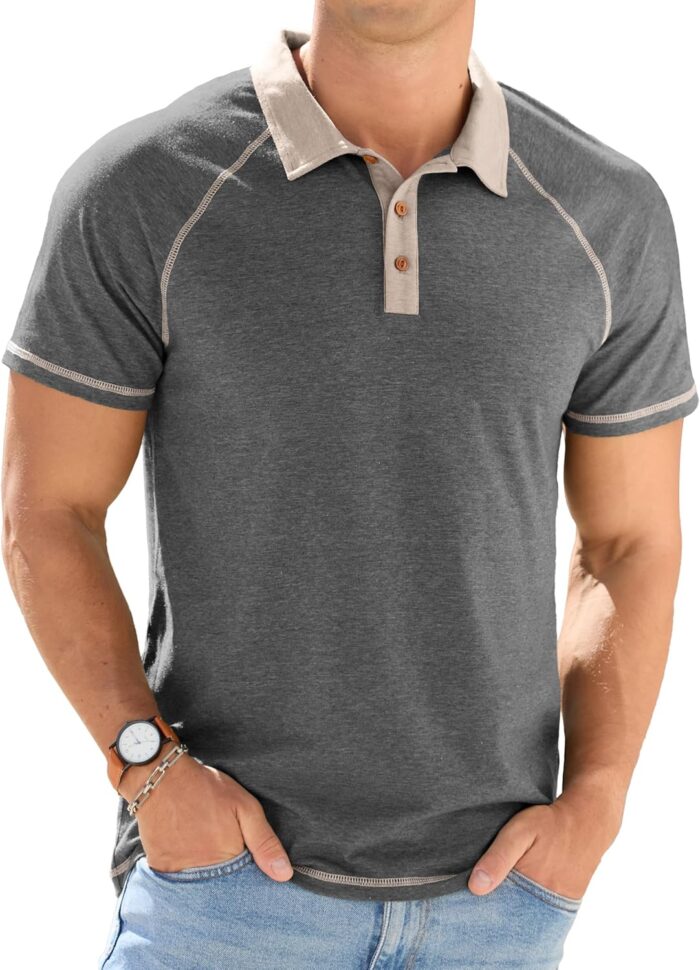 Sailwind Mens Short Sleeve Polo Shirts Cotton Golf Shirts Fashion Casual Raglan - Image 1