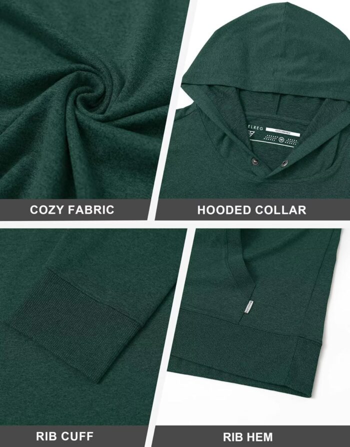 M MAELREG Mens Hoodies Pullover Performance Heather Kangaroo Pocket Thin Hooded Sweatshirt Athletic Golf Hoodies for Men - Image 5