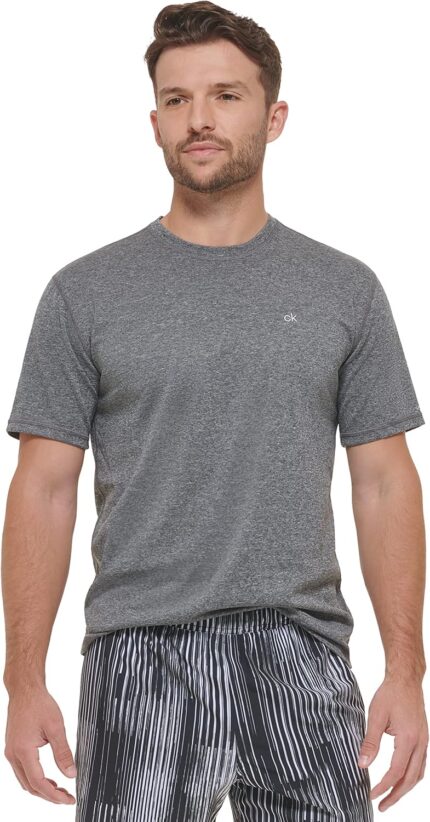 Calvin Klein Men's Standard Light Weight Quick Dry Short Sleeve 40+ UPF Protection Active Top
