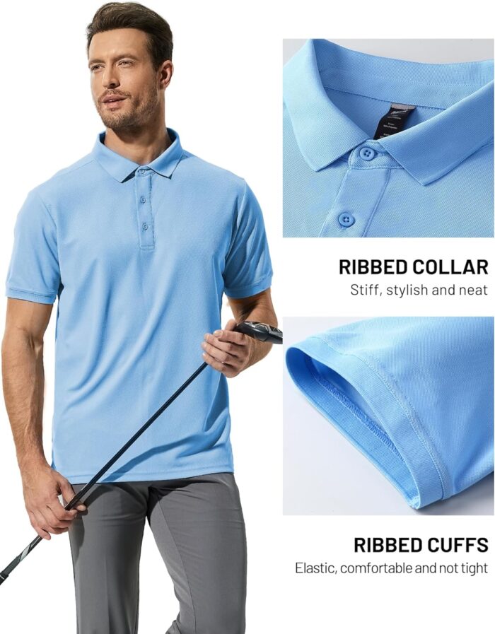MIER Polo Shirts for Men Short Sleeve Quick Dry Polyester Collared Shirts Casual Golf Shirts, Moisture-Wicking - Image 3