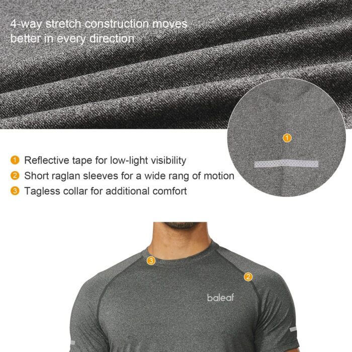 baleaf Men's Running Workout Shirts Short Sleeve Athletic T-Shirt Quick Dry - Image 3