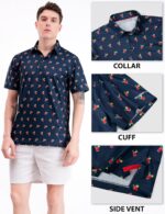Men's Golf Shirts Short Sleeve Moisture Wicking Print Patterns Collared Performance Polo Golf Shirts for Men Dry Fit - Image 5