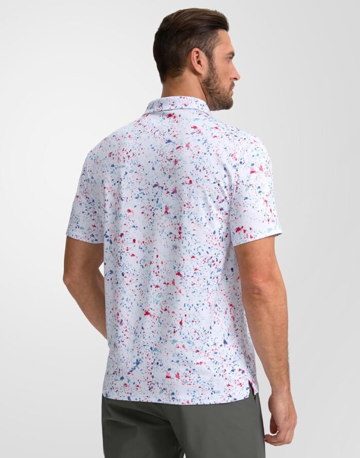 Obla Mens Golf Polo Shirts Short Sleeve Dry Fit Performance Moisture Wicking Casual Print Collared Golf Shirts for Men - Image 3