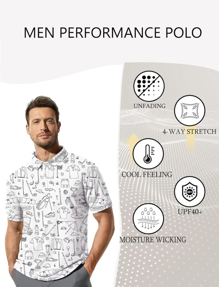 Golf Shirts for Men Funny: Hawaiian Golf Polo Shirt Dry Fit - Image 5
