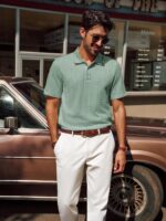 PJ PAUL JONES Mens Polo Shirts Short Sleeve Casual Collared Shirts Textured Stretchy Golf Shirts - Image 4