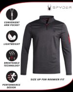 Spyder Men's Active Shirt - Quarter Zip Long Sleeve Performance Pullover - Lightweight Slim Fit Workout Shirt for Men (S-XL) - Image 2