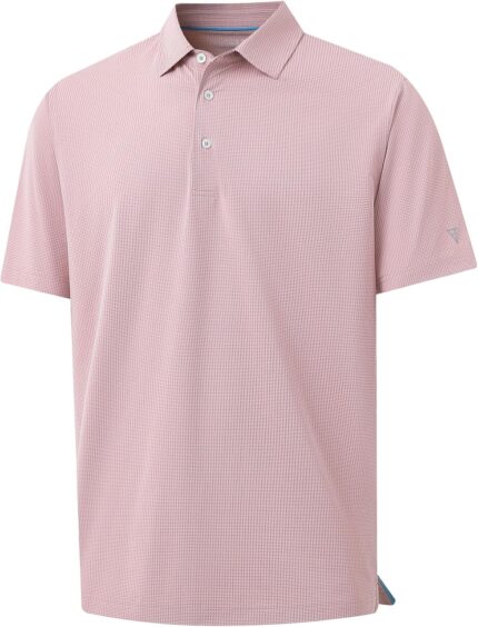 M MAELREG Mens Polo Shirts Short Sleeve Quick Dry Moisture Wicking Athletic Performance Jacquard Collared Golf Shirt for Men