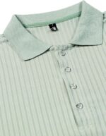 Men's Stretch Knit Slim Fit Polo Shirts Casual Short Sleeve Ribbed Collar Muscle Golf Shirt - Image 4