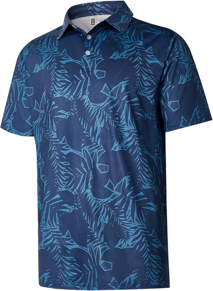 zeetoo Men's Polo Shirts Hawaiian Golf Polos Shirts Short Sleeve Performance Print Moisture Wicking Dry Fit Mens Golf Shirts - Image 1