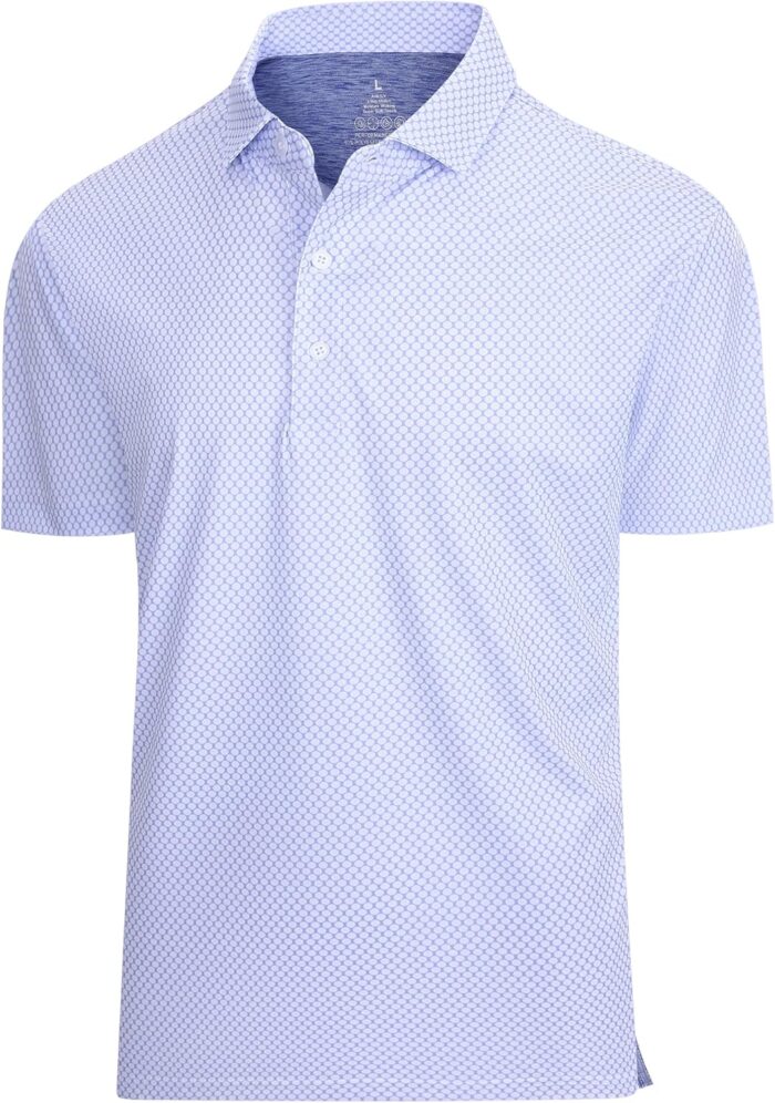 Esabel.C Mens Golf Shirts Print Moisture Wicking Short Sleeve Performance Dry Fit Stretch Active Polo Shirts for Men - Image 1
