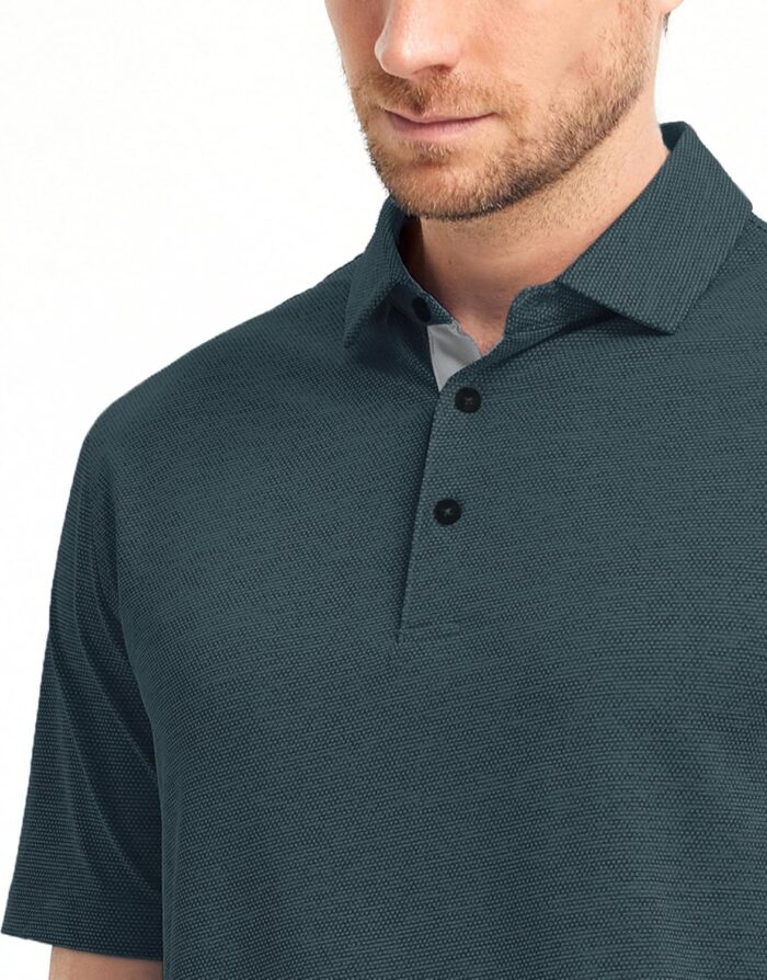 M MAELREG Golf Shirts for Men Dry Fit Short Sleeve Performance Moisture Wicking Heather Jacquard Active Mens Polo Shirts - Image 5