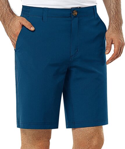 33,000ft Mens Golf Shorts 9 inch Inseam Quick Dry Elastic Waist Classic-Fit Drawstring Dress Shorts Hiking Fishing Business