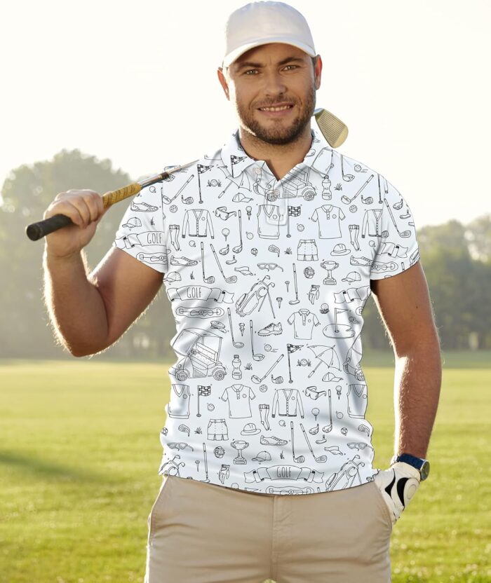 Golf Shirts for Men Funny: Hawaiian Golf Polo Shirt Dry Fit - Image 4