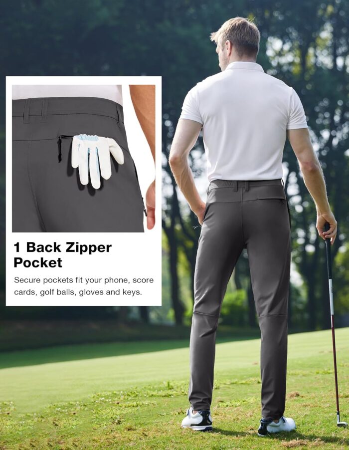 SPECIALMAGIC Golf Pants Men Stretch Slim fit Hiking Pants Lightweight Dress Casual Tapered Zipper Pockets - Image 4
